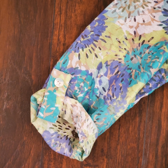 Ruby Road Lightweight Semi Sheer Jacket Size 16W Blues/ Lime Green/White - Picture 3 of 9